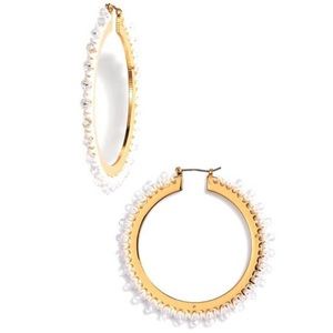 $68 Kate Spade wrap it up hoop earrings off white / white